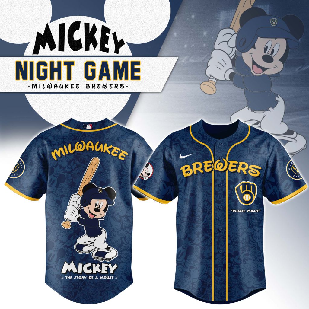 Premium Mlb Milwaukee Brewers X Mickey Mouse Custom Baseball Jersey