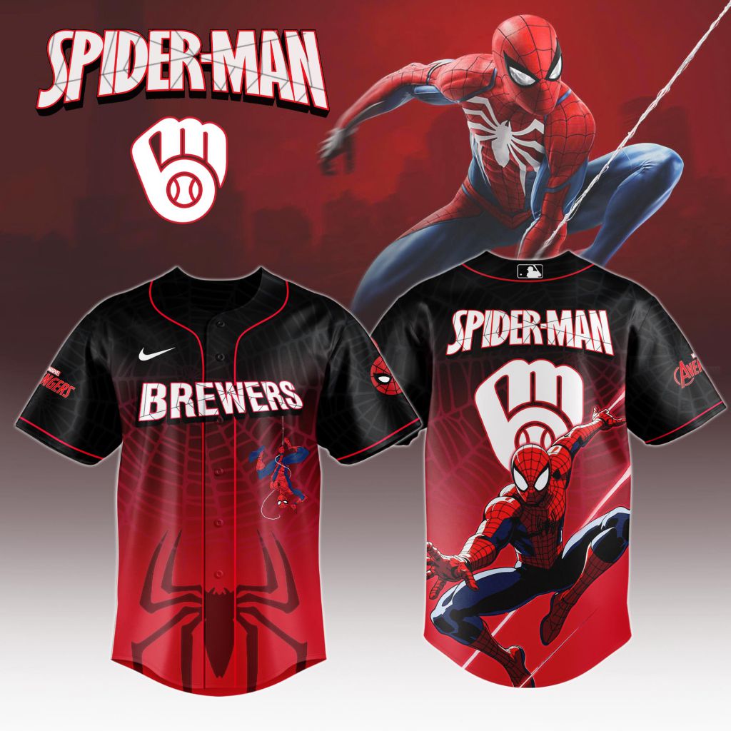 Premium Mlb Milwaukee Brewers X Spider-man Custom Baseball Jersey