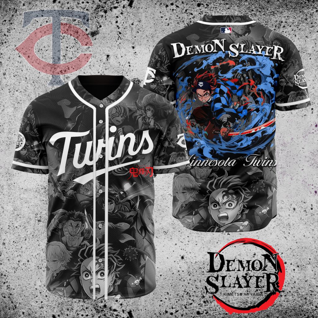 Premium Mlb Minnesota Twins X Demon Slayer Custom Baseball Jersey