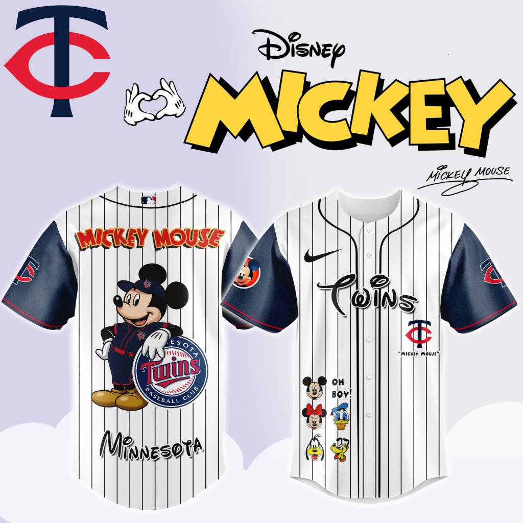 Premium Mlb Minnesota Twins X Mickey Mouse And Friends Custom Baseball Jersey