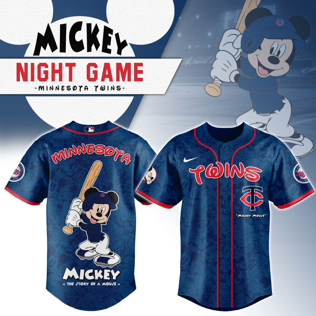 Premium Mlb Minnesota Twins X Mickey Mouse Custom Baseball Jersey