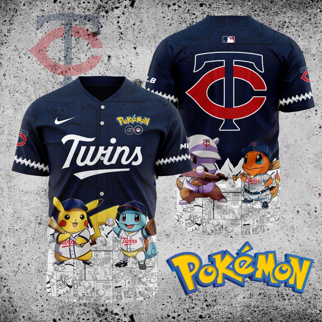 Premium Mlb Minnesota Twins X Pokemon Custom Baseball Jersey