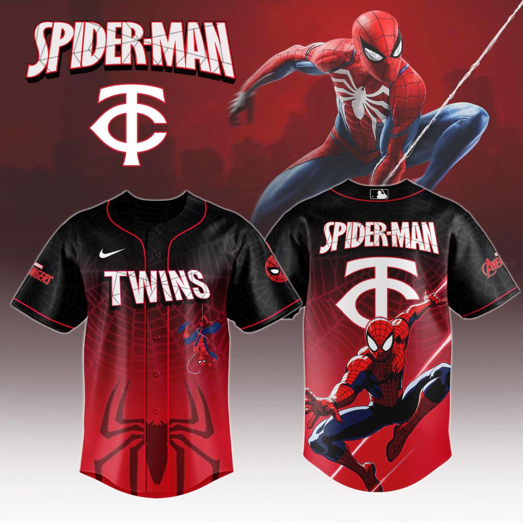 Premium Mlb Minnesota Twins X Spider-man Custom Baseball Jersey