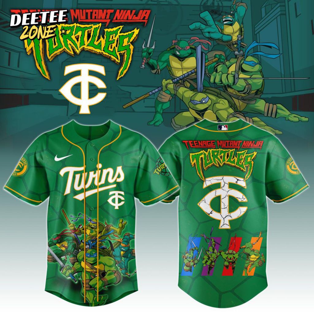 Premium Mlb Minnesota Twins X Teenage Mutant Ninja Turtles Custom Baseball Jersey
