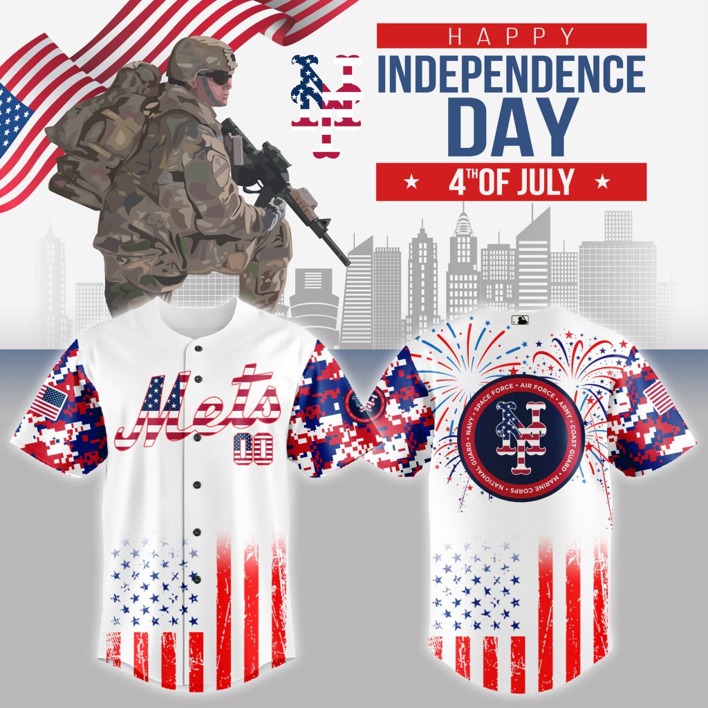 Premium Mlb New York Mets Special The 4th Of July Military Custom Baseball Jersey