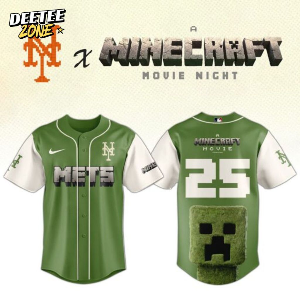 Premium Mlb New York Mets X A Minecraft Movie Custom Baseball Jersey