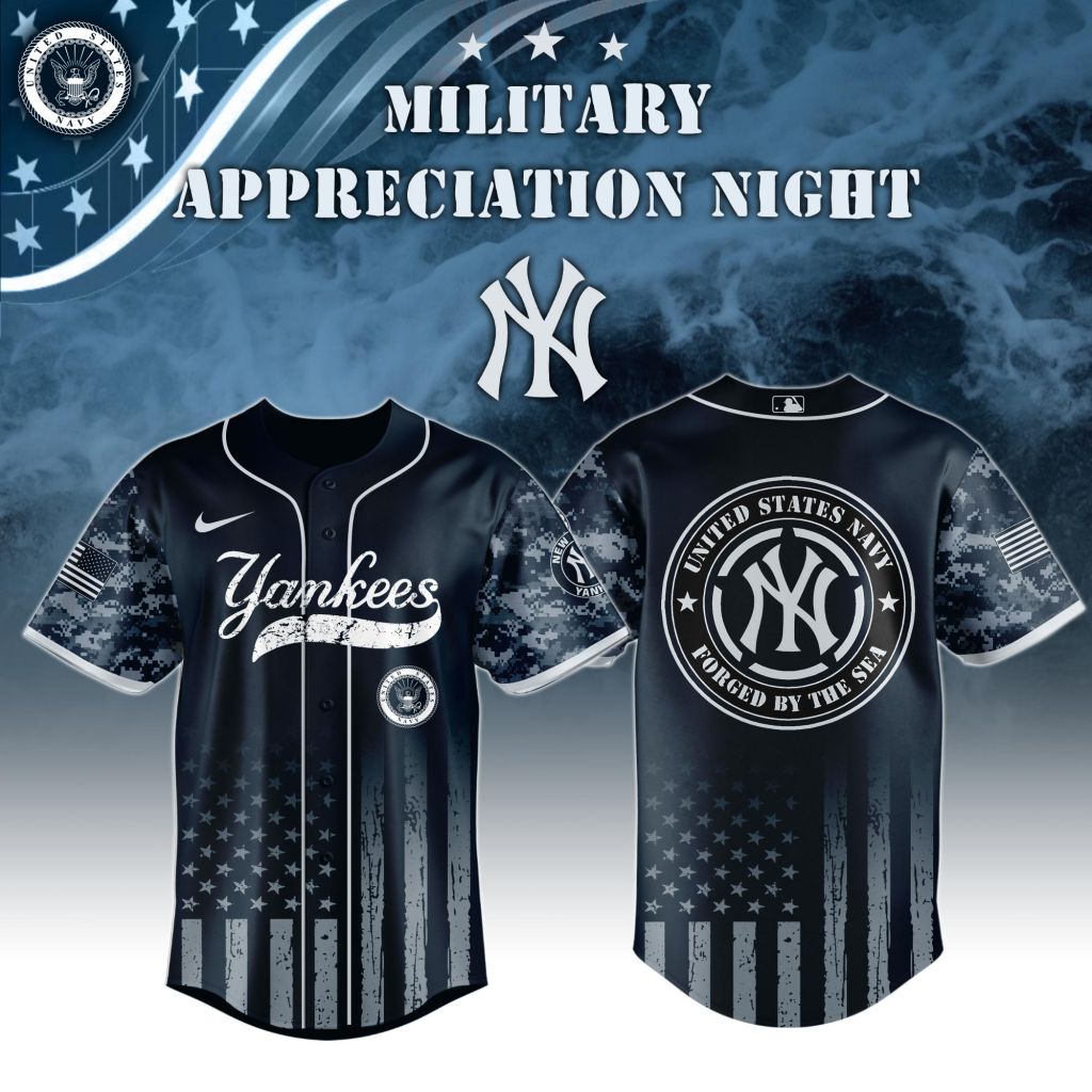 Premium Mlb New York Yankees Navy Military Appreciation Custom Baseball Jersey