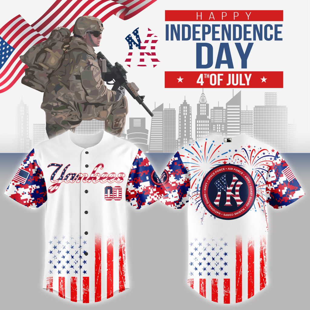 Premium Mlb New York Yankees Special The 4th Of July Military Custom Baseball Jersey