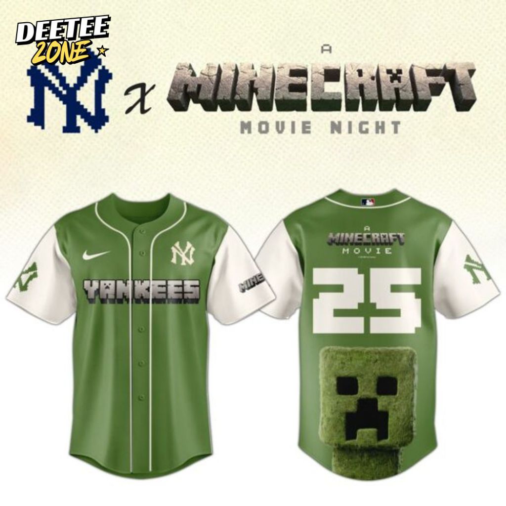 Premium Mlb New York Yankees X A Minecraft Movie Custom Baseball Jersey