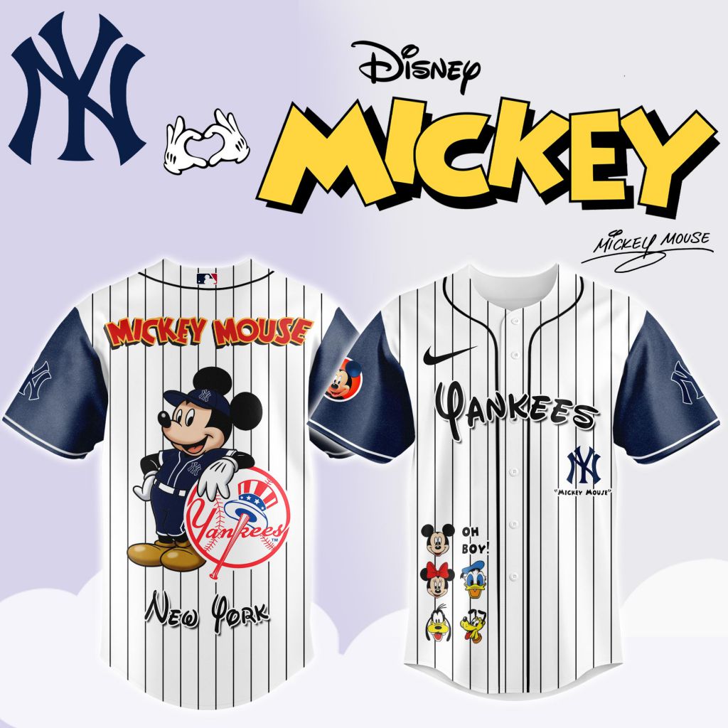 Premium Mlb New York Yankees X Mickey Mouse And Friends Custom Baseball Jersey