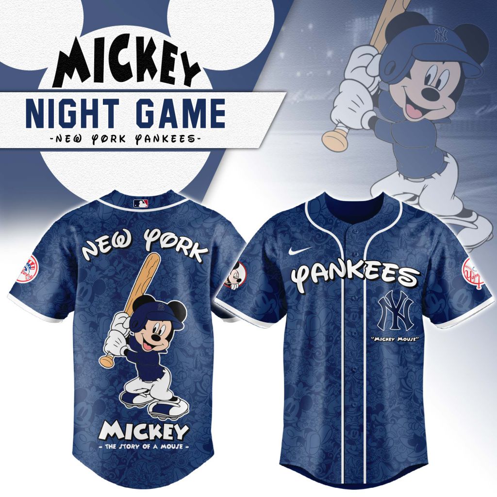 Premium Mlb New York Yankees X Mickey Mouse Custom Baseball Jersey