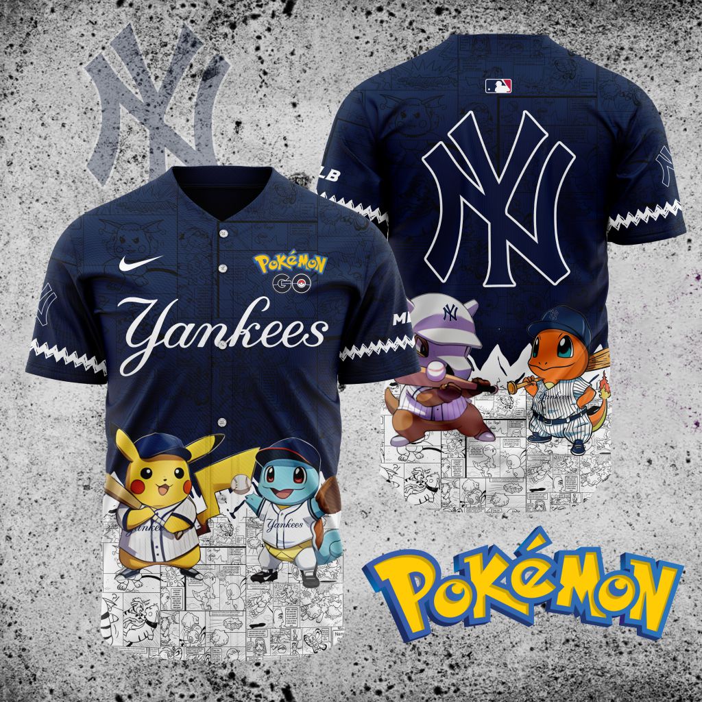 Premium Mlb New York Yankees X Pokemon Custom Baseball Jersey