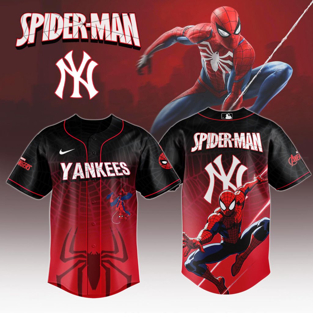 Premium Mlb New York Yankees X Spider-man Custom Baseball Jersey