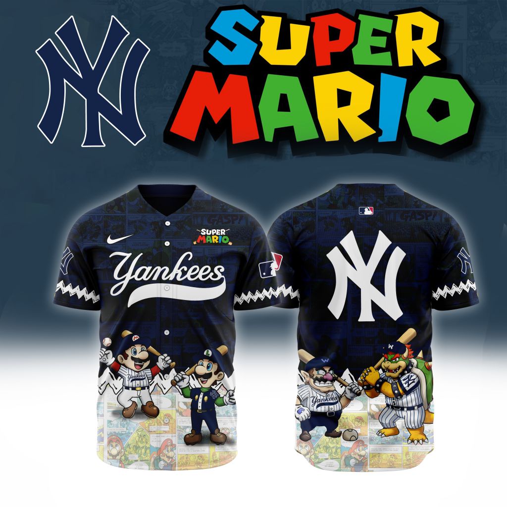 Premium Mlb New York Yankees X Super Mario Custom Baseball Jersey