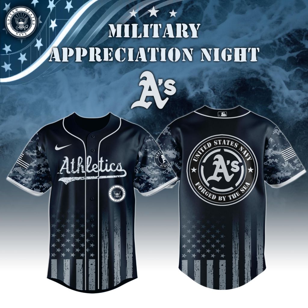 Premium Mlb Oakland Athletics Navy Military Appreciation Custom Baseball Jersey