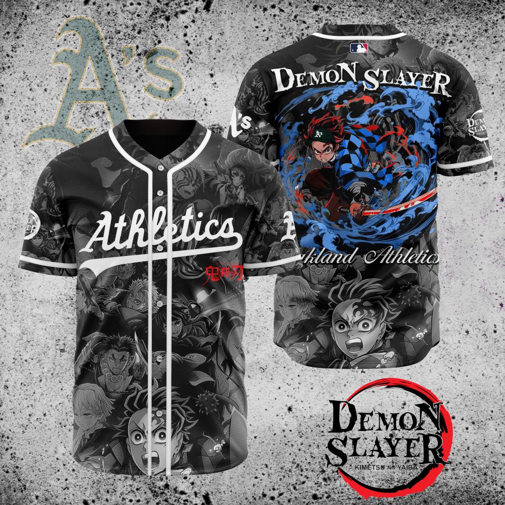 Premium Mlb Oakland Athletics X Demon Slayer Custom Baseball Jersey