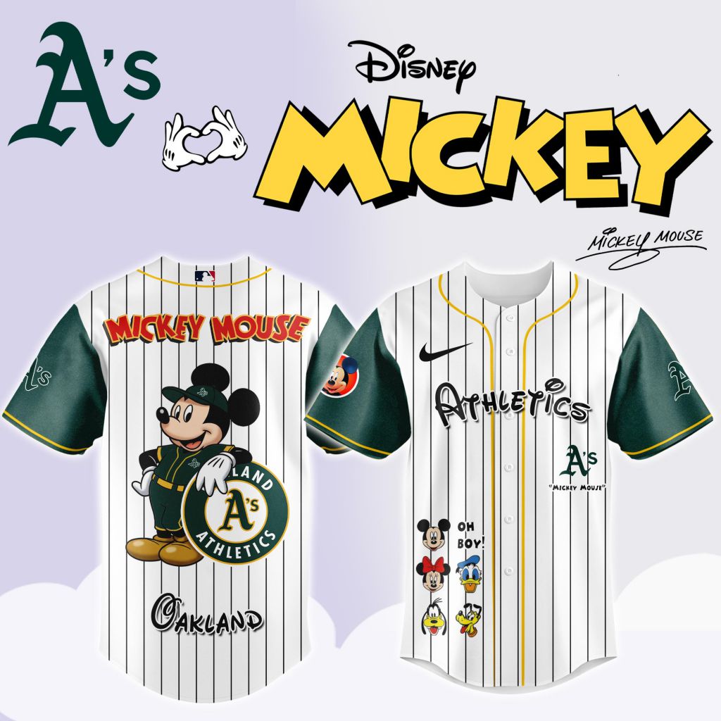 Premium Mlb Oakland Athletics X Mickey Mouse And Friends Custom Baseball Jersey
