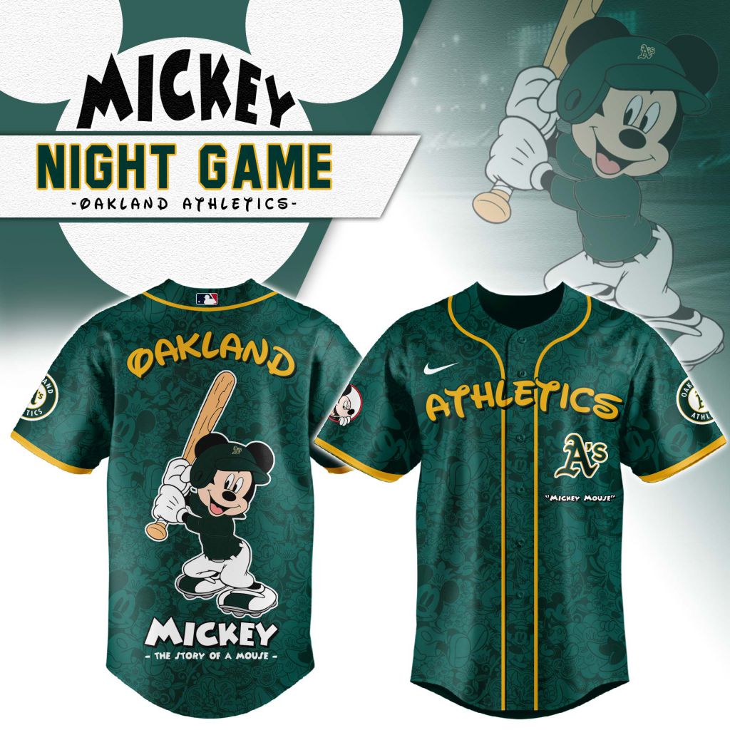 Premium Mlb Oakland Athletics X Mickey Mouse Custom Baseball Jersey
