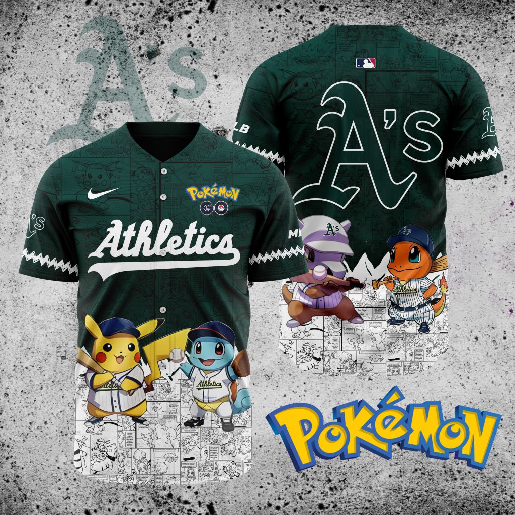 Premium Mlb Oakland Athletics X Pokemon Custom Baseball Jersey