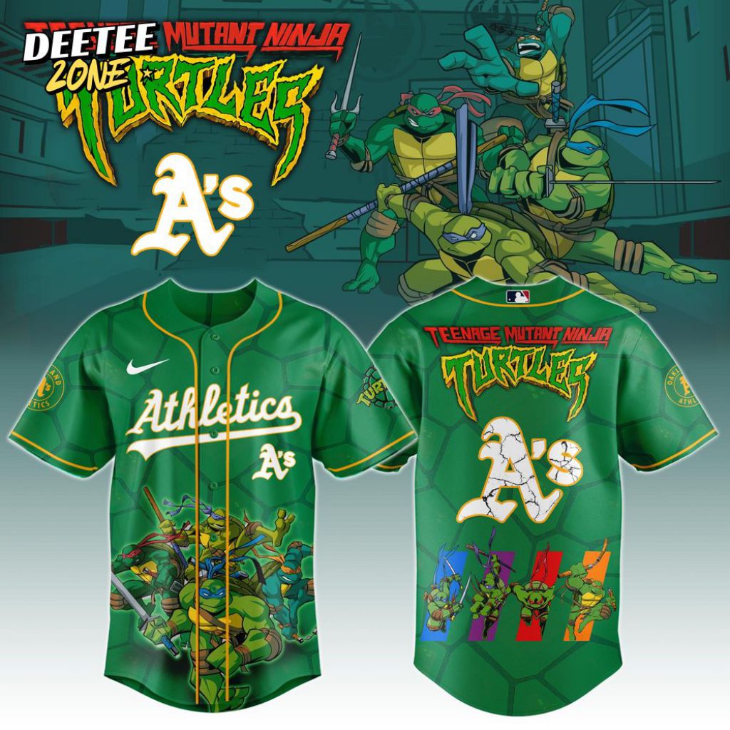 Premium Mlb Oakland Athletics X Teenage Mutant Ninja Turtles Custom Baseball Jersey