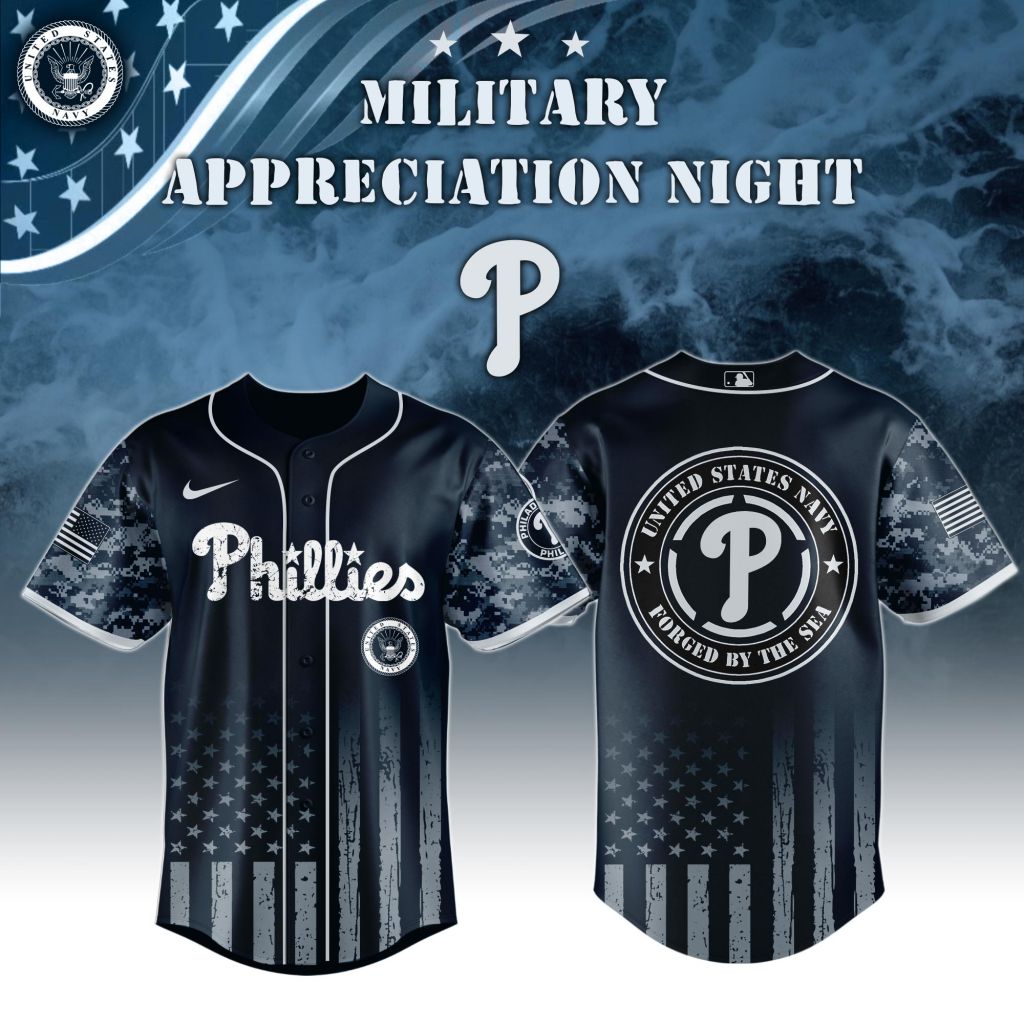 Premium Mlb Philadelphia Phillies Navy Military Appreciation Custom Baseball Jersey