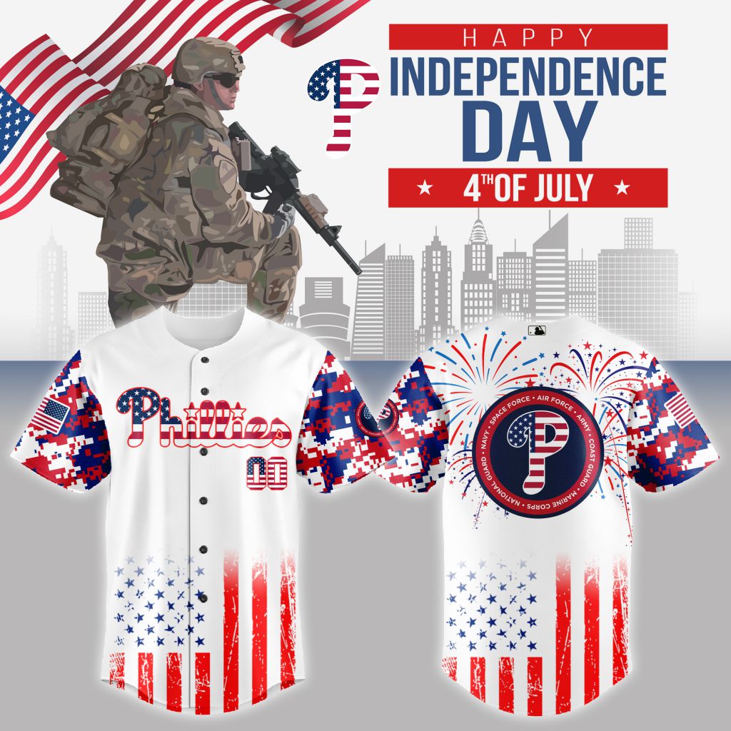 Premium Mlb Philadelphia Phillies Special The 4th Of July Military Custom Baseball Jersey