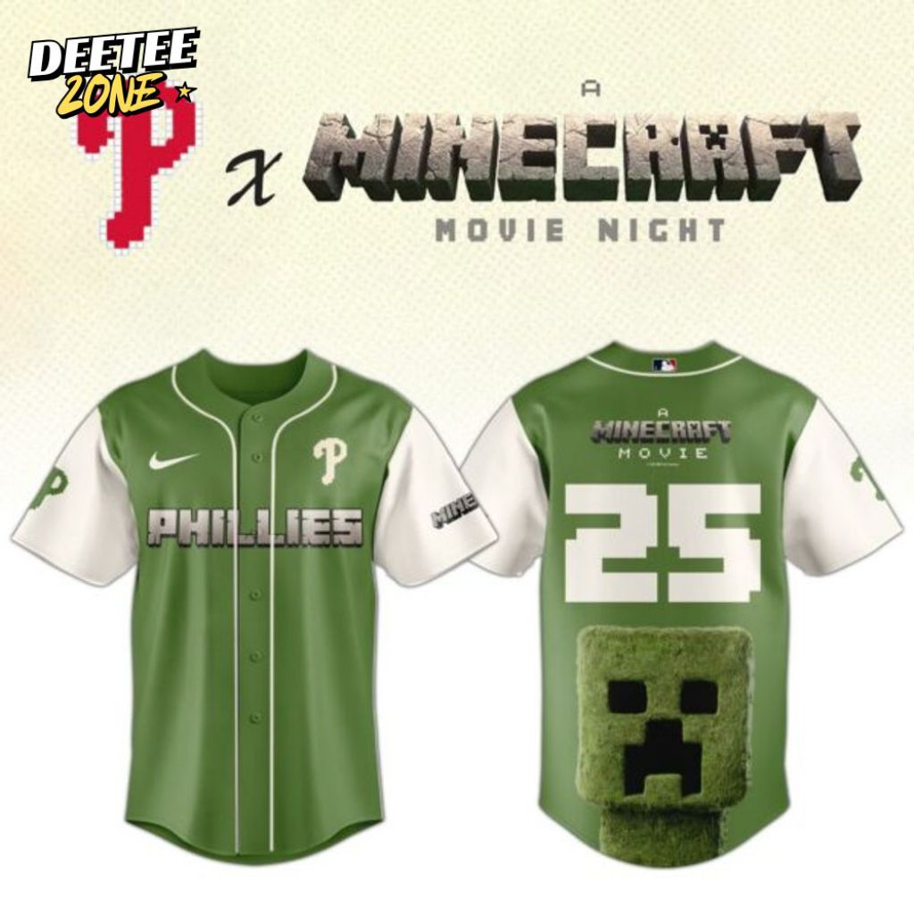 Premium Mlb Philadelphia Phillies X A Minecraft Movie Custom Baseball Jersey