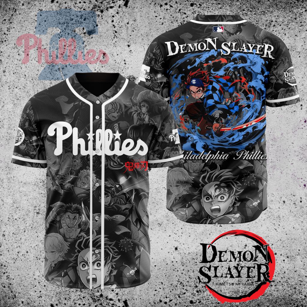 Premium Mlb Philadelphia Phillies X Demon Slayer Custom Baseball Jersey