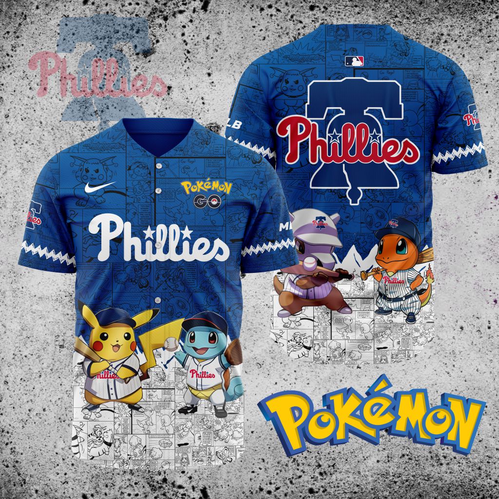 Premium Mlb Philadelphia Phillies X Pokemon Custom Baseball Jersey