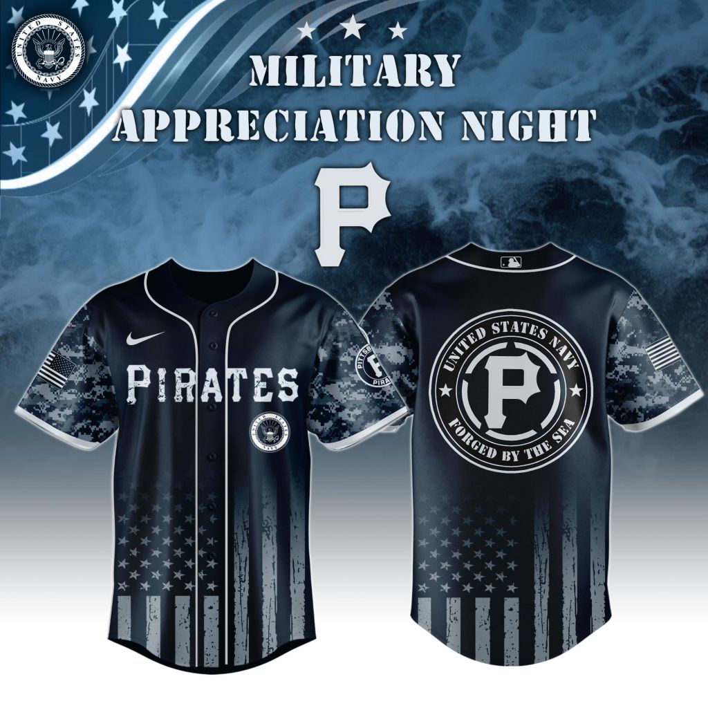 Premium Mlb Pittsburgh Pirates Navy Military Appreciation Custom Baseball Jersey