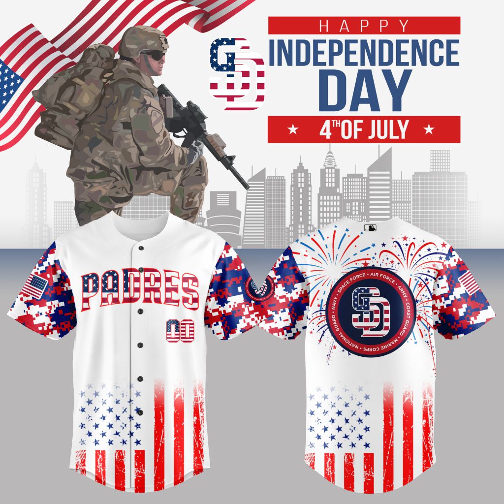 Premium Mlb San Diego Padres Special The 4th Of July Military Custom Baseball Jersey