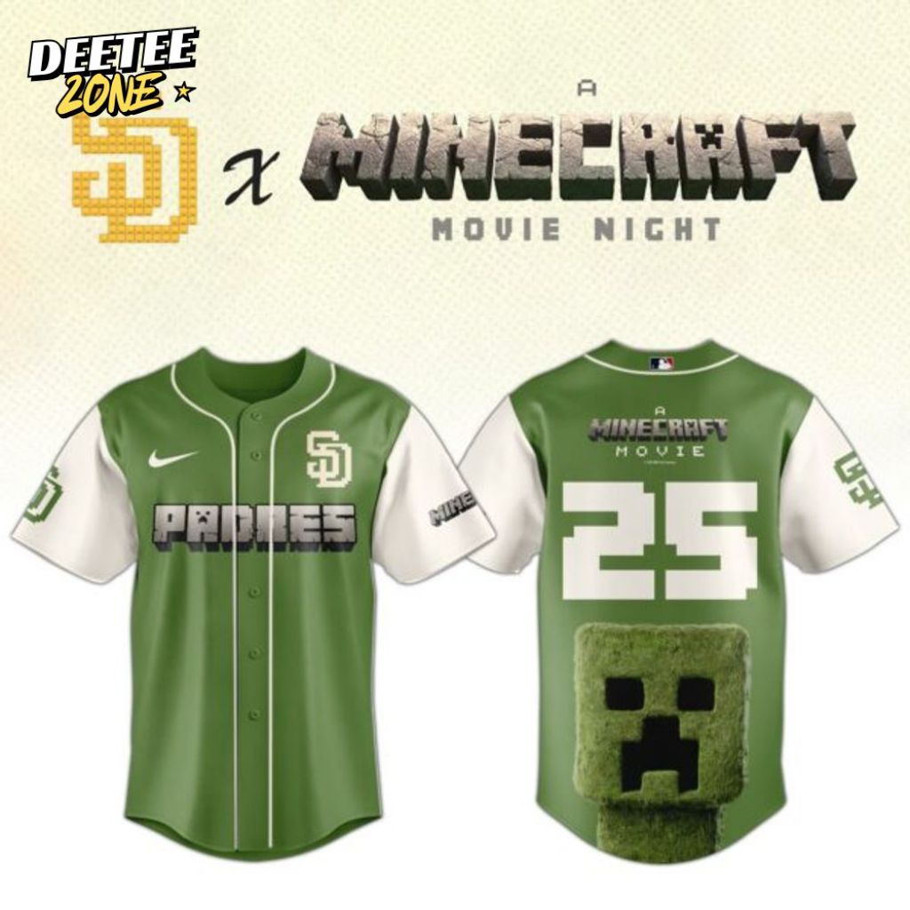 Premium Mlb San Diego Padres X A Minecraft Movie Custom Baseball Jersey