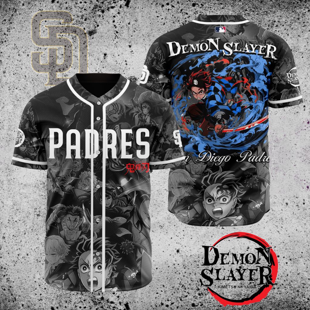 Premium Mlb San Diego Padres X Demon Slayer Custom Baseball Jersey