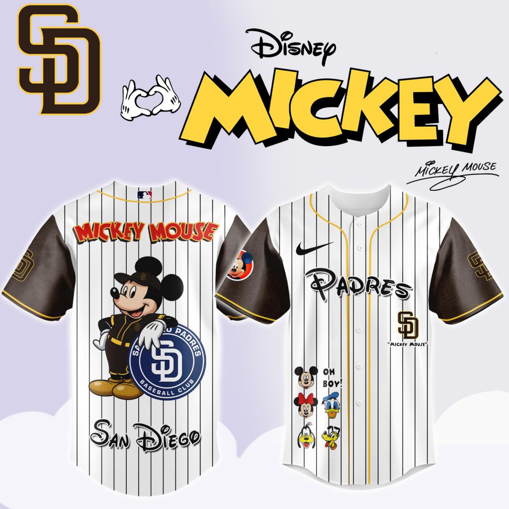Premium Mlb San Diego Padres X Mickey Mouse And Friends Custom Baseball Jersey