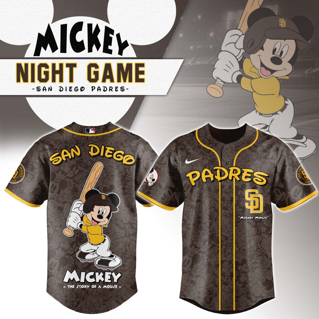 Premium Mlb San Diego Padres X Mickey Mouse Custom Baseball Jersey