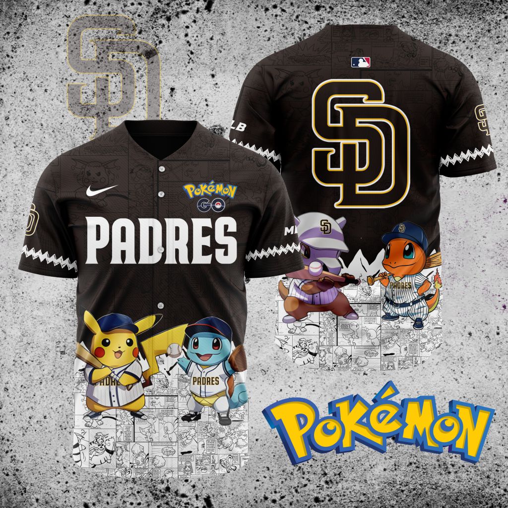 Premium Mlb San Diego Padres X Pokemon Custom Baseball Jersey