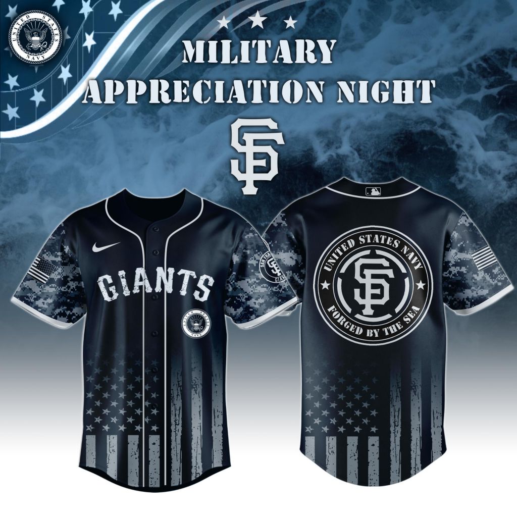 Premium Mlb San Francisco Giants Navy Military Appreciation Custom Baseball Jersey
