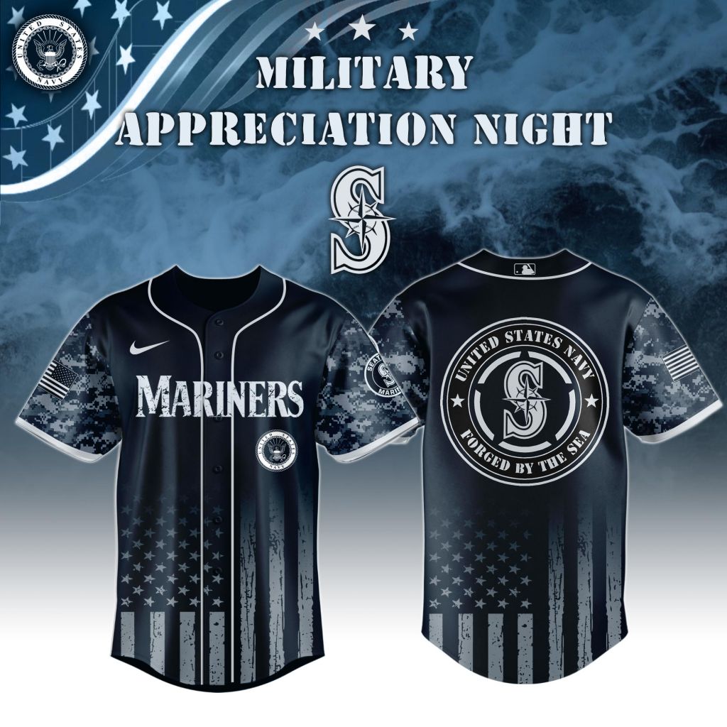 Premium Mlb Seattle Mariners Navy Military Appreciation Custom Baseball Jersey