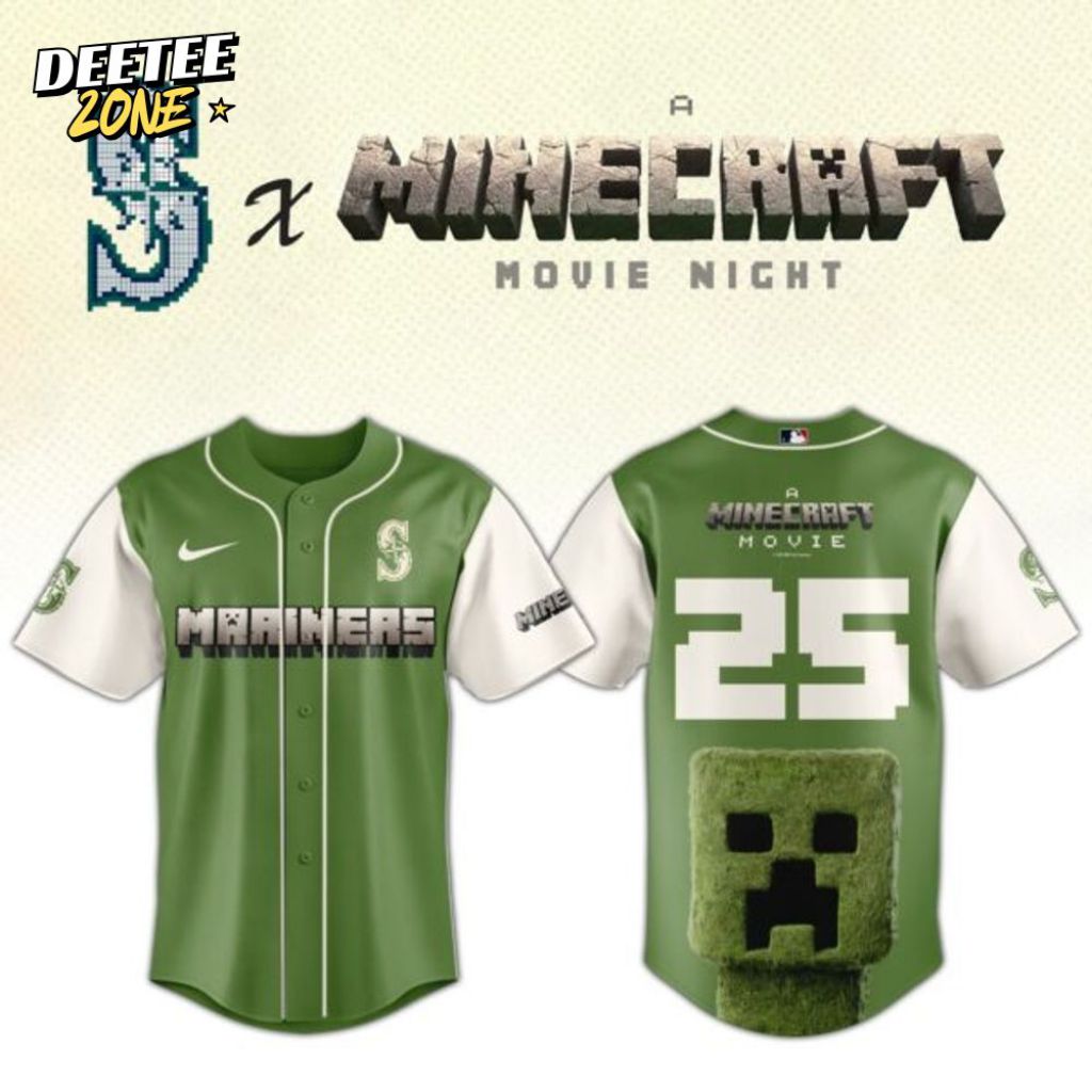 Premium Mlb Seattle Mariners X A Minecraft Movie Custom Baseball Jersey