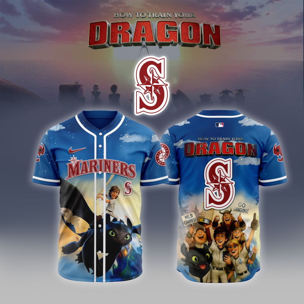 Premium Mlb Seattle Mariners X How To Train Your Dragon Custom Baseball Jersey