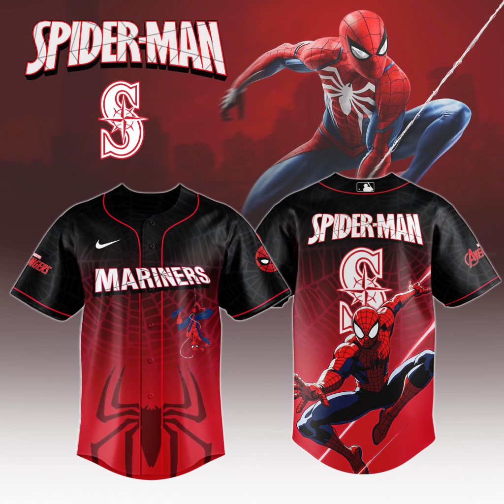 Premium Mlb Seattle Mariners X Spider-man Custom Baseball Jersey