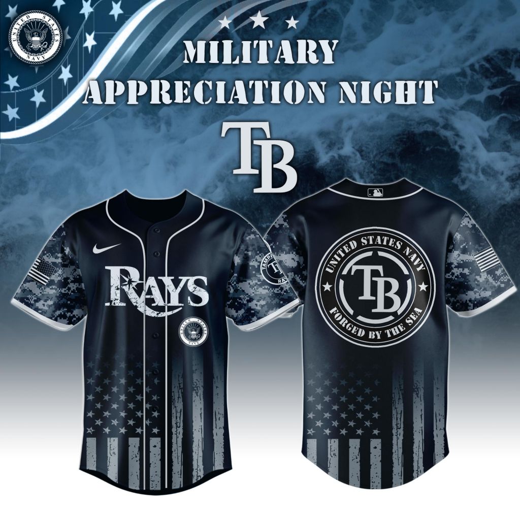 Premium Mlb Tampa Bay Rays Navy Military Appreciation Custom Baseball Jersey