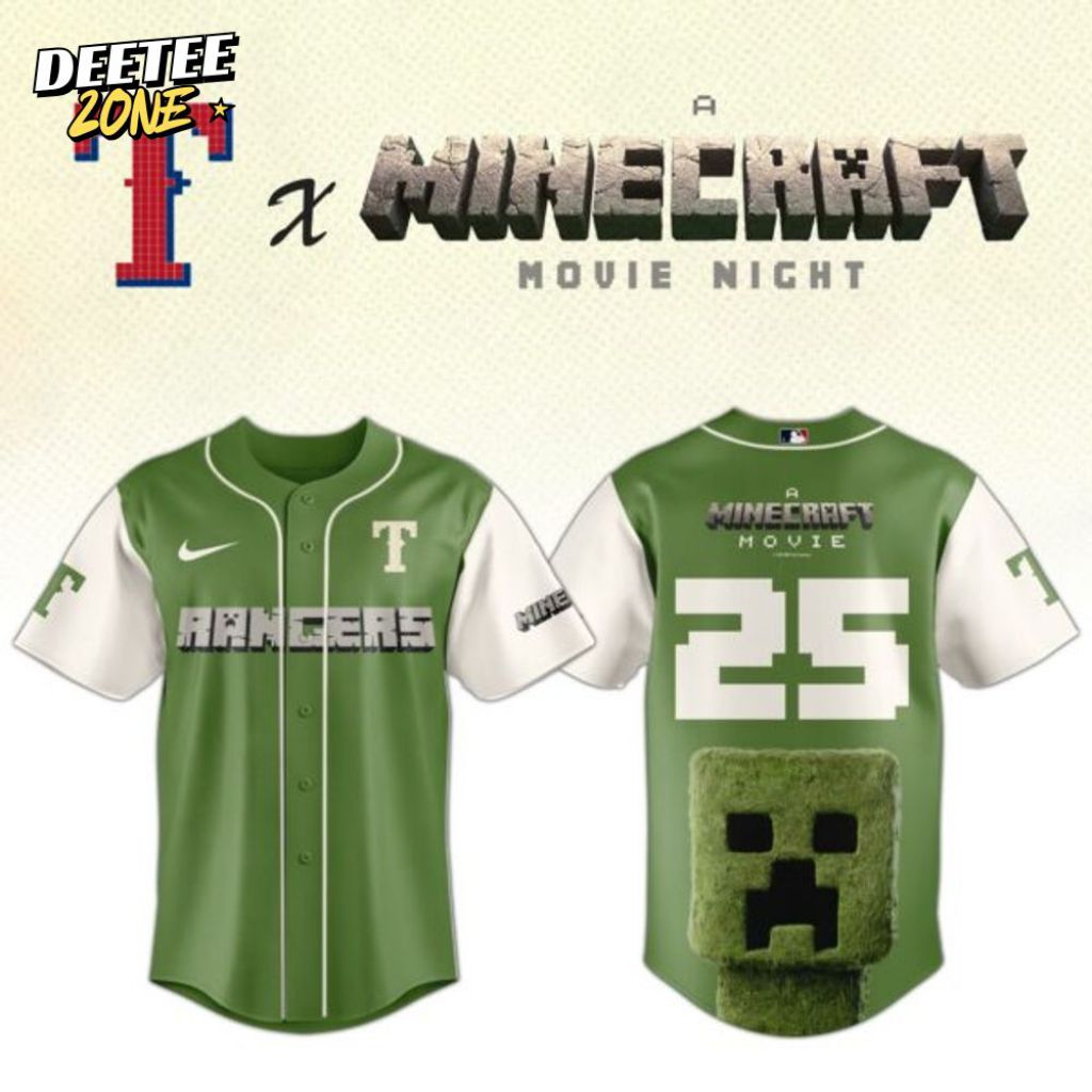 Premium Mlb Texas Rangers X A Minecraft Movie Custom Baseball Jersey