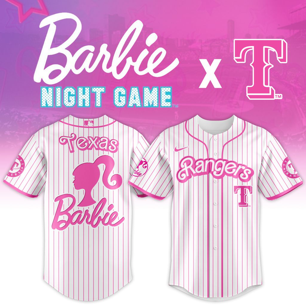 Premium Mlb Texas Rangers X Barbie Custom Baseball Jersey Nmd