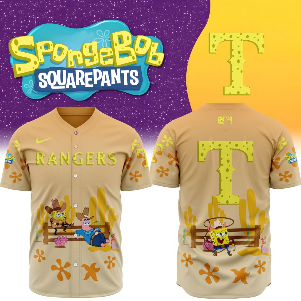 Premium Mlb Texas Rangers X Spongebob Squarepants Special Custom Baseball Jersey