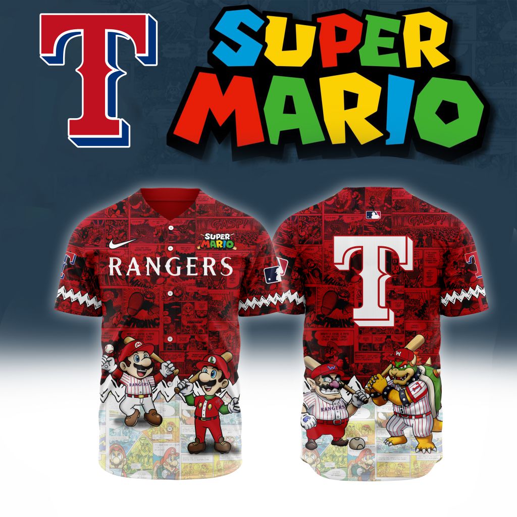 Premium Mlb Texas Rangers X Super Mario Custom Baseball Jersey