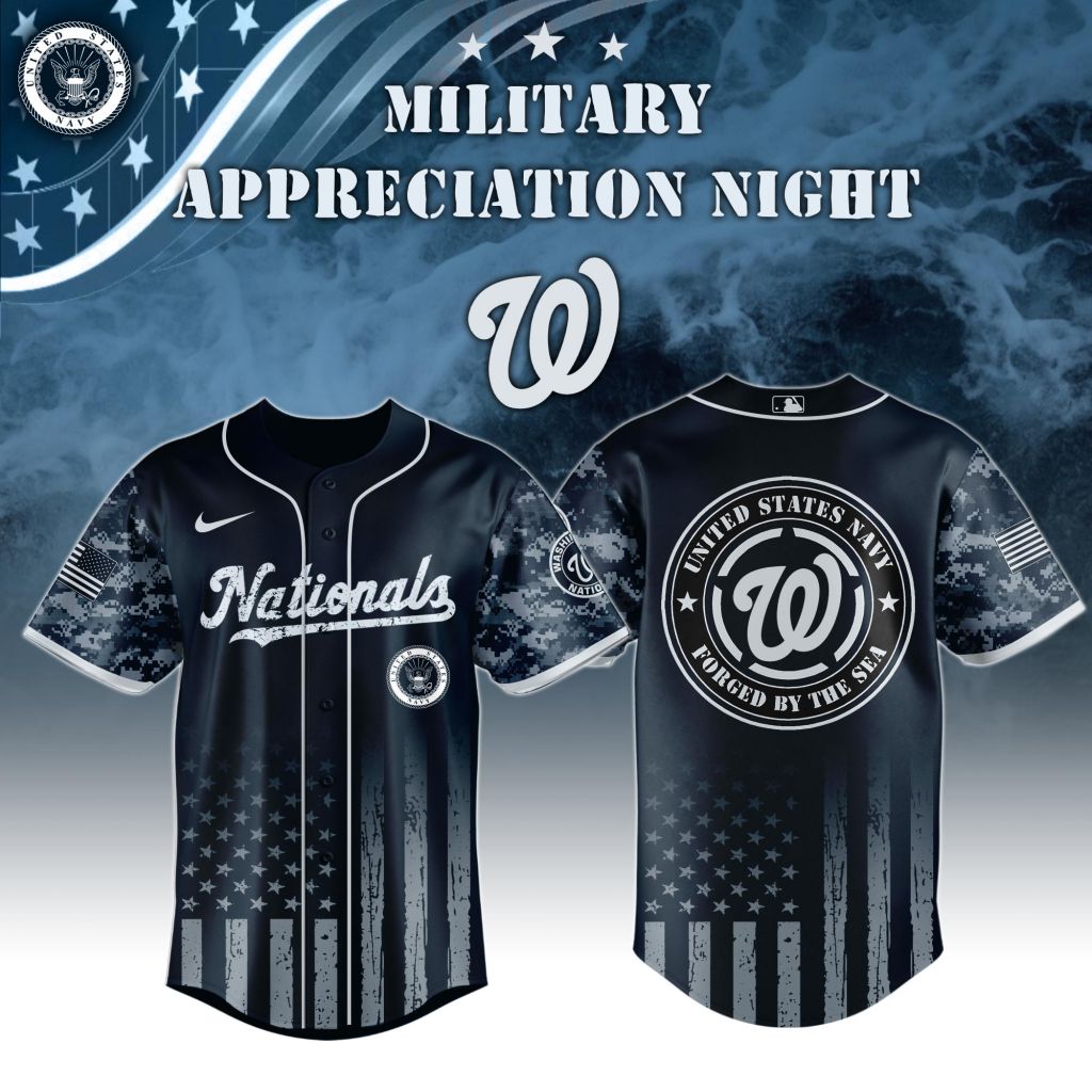 Premium Mlb Washington Nationals Navy Military Appreciation Custom Baseball Jersey