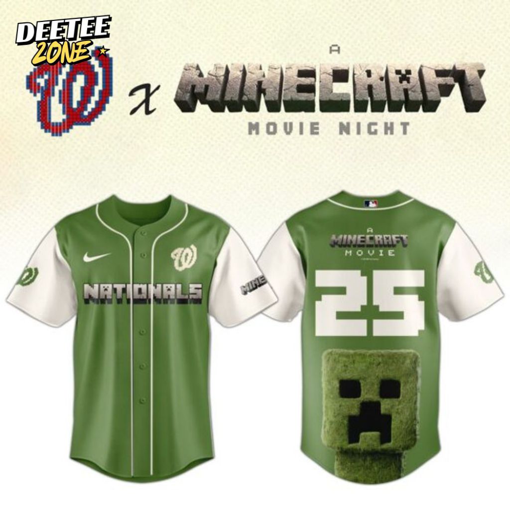 Premium Mlb Washington Nationals X A Minecraft Movie Custom Baseball Jersey