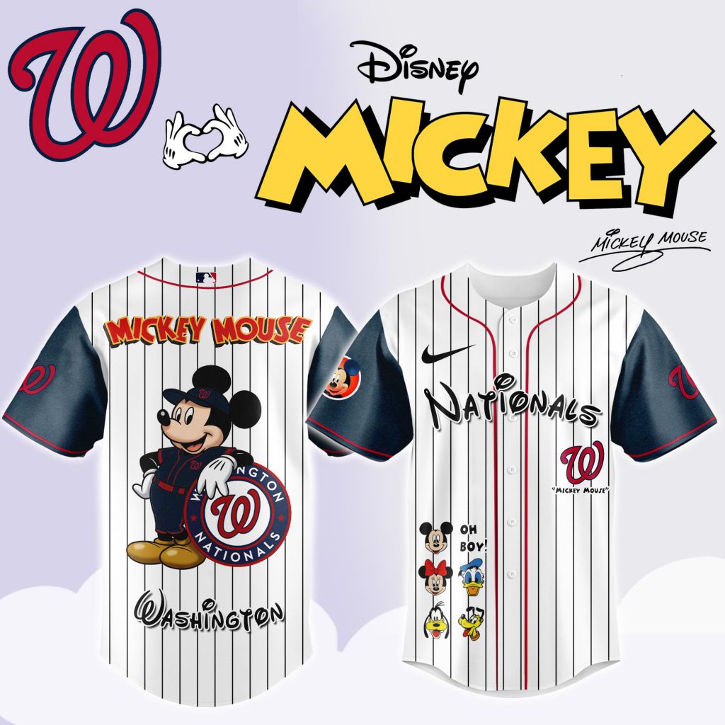 Premium Mlb Washington Nationals X Mickey Mouse And Friends Custom Baseball Jersey