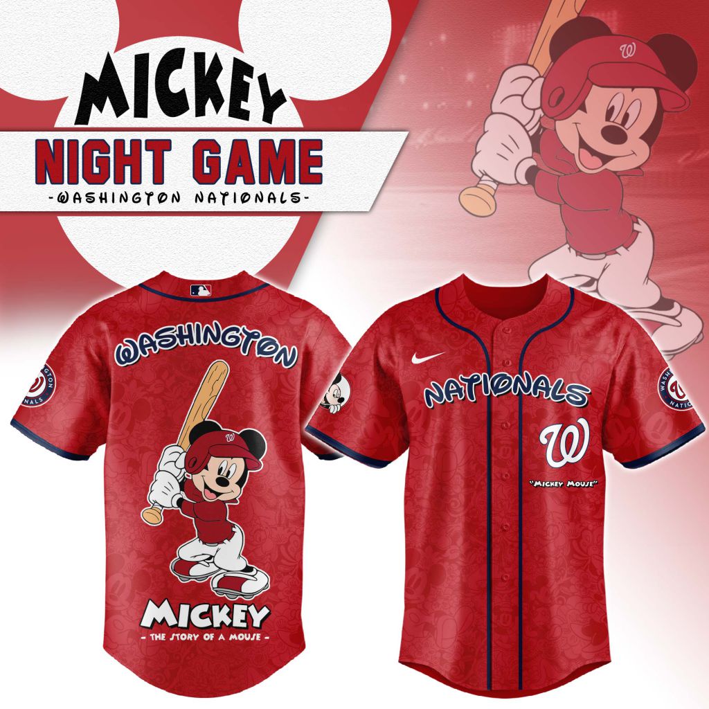 Premium Mlb Washington Nationals X Mickey Mouse Custom Baseball Jersey